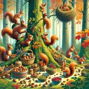 The Squirrel Family's Winter Prep