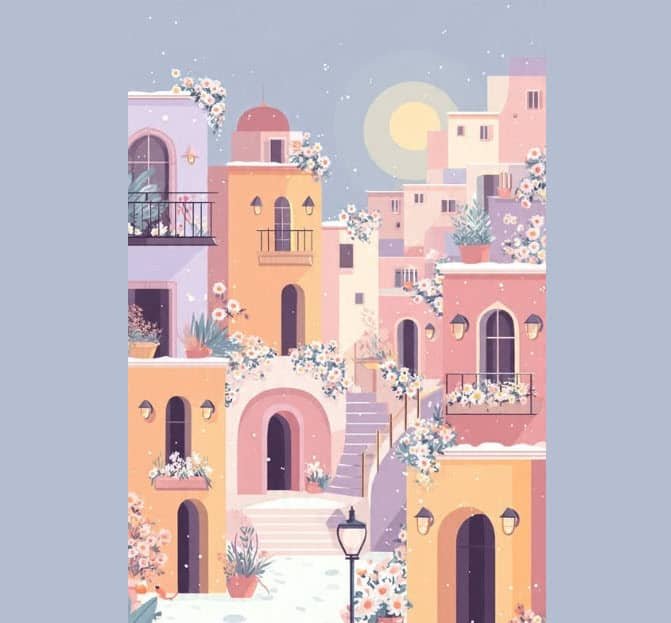 pastel houses